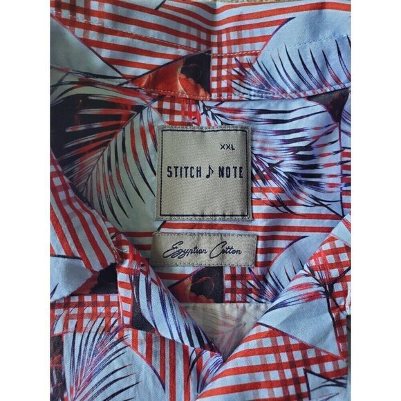 Stitch Note Shirt Mens Sz XXL Short Sleeve Egyptian Cotton Button Down Geometric - Picture 2 of 7